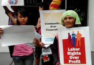 Worker right activists rallied outside World Bank meetings in the Philippines this fall. Photo: Alyansa Tigil Mina