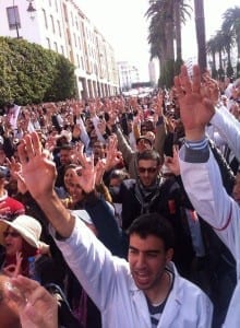 Morocco, teacher trainee, march, protest, Solidarity Center