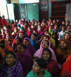 Bangladesh union activists met in Dhaka days before a garment worker and union organizers were attacked. Photo: Tim Ryan