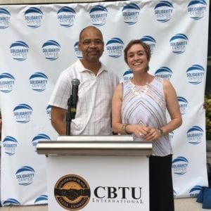 Shawna Bader-Blau, Terry Melvin, CBTU, Solidarity Center, worker rights, 20th anniversary