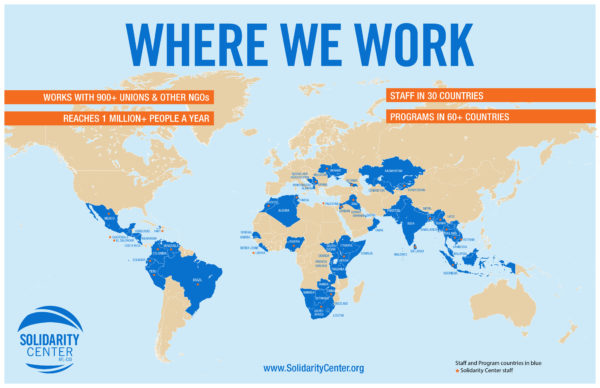Map of Solidarity Center partners and programs