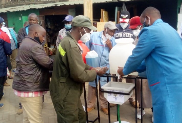 COVID-19, Kenya, Solidarity Center, handwashing station, trade unions, PPE