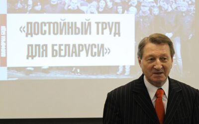 Belarusian Congress of Democratic Trade Unions (BKDP) President Aliaksandr Yarashuk, jailed since April and facing 14 years in prison, speaks